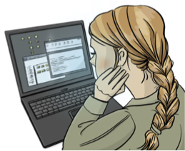 Frau vor einem Computer
