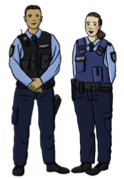Ein Polizist und eine Polizistin